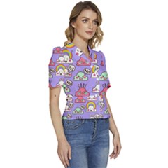 Puffed Short Sleeve Button Up Jacket 
