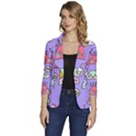 Cloud Seamless Pattern Women s One-Button 3/4 Sleeve Short Jacket