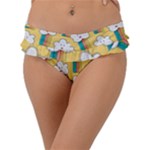 American Golden Ancient Totems Frill Bikini Bottoms