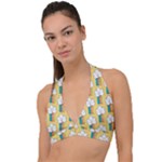 American Golden Ancient Totems Halter Plunge Bikini Top