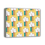 Smile Cloud Rainbow Pattern Yellow Deluxe Canvas 14  x 11  (Stretched)