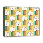 Smile Cloud Rainbow Pattern Yellow Deluxe Canvas 20  x 16  (Stretched)