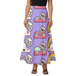 Cloud Seamless Pattern Tiered Ruffle Maxi Skirt