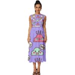 Cloud Seamless Pattern Sleeveless Round Neck Midi Dress