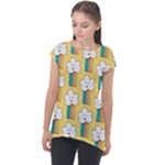 American Golden Ancient Totems Cap Sleeve High Low Top