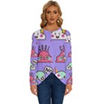 Cloud Seamless Pattern Long Sleeve Crew Neck Pullover Top