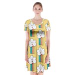 American Golden Ancient Totems Short Sleeve V-neck Flare Dress
