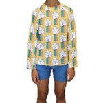Smile Cloud Rainbow Pattern Yellow Kids  Long Sleeve Swimwear