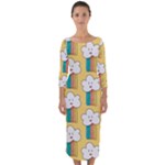 American Golden Ancient Totems Quarter Sleeve Midi Bodycon Dress