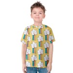 Smile Cloud Rainbow Pattern Yellow Kids  Cotton T-Shirt