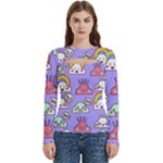 Cloud Seamless Pattern Women s Cut Out Long Sleeve T-Shirt