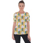 American Golden Ancient Totems Shoulder Cut Out Short Sleeve Top