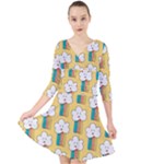 American Golden Ancient Totems Quarter Sleeve Front Wrap Dress