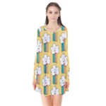 American Golden Ancient Totems Long Sleeve V-neck Flare Dress