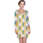 Smile Cloud Rainbow Pattern Yellow Long Sleeve Nightdress
