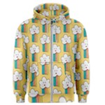 Smile Cloud Rainbow Pattern Yellow Men s Zipper Hoodie