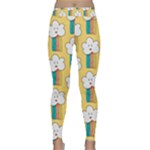 Smile Cloud Rainbow Pattern Yellow Classic Yoga Leggings