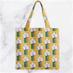 Smile Cloud Rainbow Pattern Yellow Zipper Grocery Tote Bag