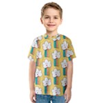 Smile Cloud Rainbow Pattern Yellow Kids  Sport Mesh T-Shirt
