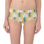 Smile Cloud Rainbow Pattern Yellow Mid-Waist Bikini Bottoms