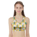 Smile Cloud Rainbow Pattern Yellow Sports Bra with Border