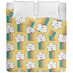 Smile Cloud Rainbow Pattern Yellow Duvet Cover Double Side (California King Size)