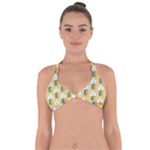 Smile Cloud Rainbow Pattern Yellow Halter Neck Bikini Top