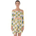 American Golden Ancient Totems Off Shoulder Top with Skirt Set