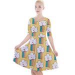 American Golden Ancient Totems Quarter Sleeve A-Line Dress