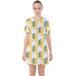 American Golden Ancient Totems Sixties Short Sleeve Mini Dress