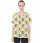 American Golden Ancient Totems V-Neck Dolman Drape Top