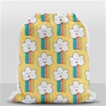 Smile Cloud Rainbow Pattern Yellow Drawstring Bag (Small)