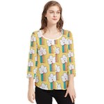 American Golden Ancient Totems Chiffon Quarter Sleeve Blouse