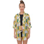 American Golden Ancient Totems Open Front Chiffon Kimono
