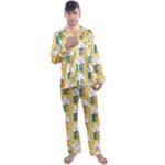 American Golden Ancient Totems Men s Long Sleeve Satin Pajamas Set