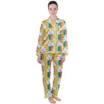 American Golden Ancient Totems Women s Long Sleeve Satin Pajamas Set	