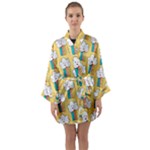 American Golden Ancient Totems Long Sleeve Satin Kimono