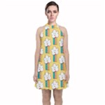 American Golden Ancient Totems Velvet Halter Neckline Dress 
