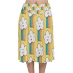 American Golden Ancient Totems Velvet Flared Midi Skirt