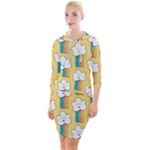 Smile Cloud Rainbow Pattern Yellow Quarter Sleeve Hood Bodycon Dress