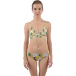 Smile Cloud Rainbow Pattern Yellow Wrap Around Bikini Set