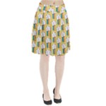 Smile Cloud Rainbow Pattern Yellow Pleated Skirt