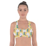 Smile Cloud Rainbow Pattern Yellow Cross Back Sports Bra