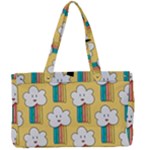 Smile Cloud Rainbow Pattern Yellow Canvas Work Bag