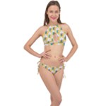 American Golden Ancient Totems Cross Front Halter Bikini Set