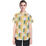 Smile Cloud Rainbow Pattern Yellow Women s Short Sleeve Shirt