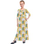 American Golden Ancient Totems Kids  Quarter Sleeve Maxi Dress