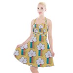 American Golden Ancient Totems Halter Party Swing Dress 
