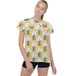 American Golden Ancient Totems Ruffle Collar Chiffon Blouse