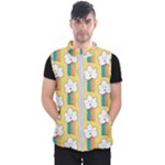 Smile Cloud Rainbow Pattern Yellow Men s Puffer Vest